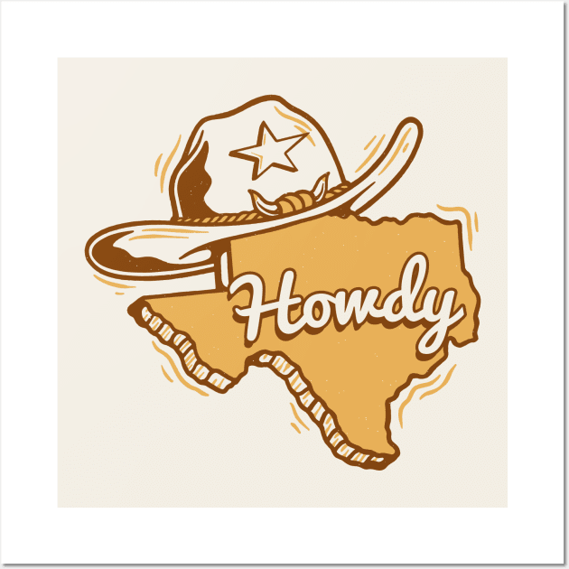 Retro Texas Howdy // Vintage Howdy Y'all Wall Art by SLAG_Creative